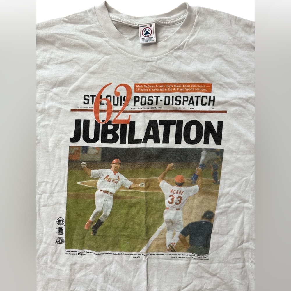 Vintage 1998 Mark McGwire Home Run Record T-Shirt Men’s Size XL Stl Cardinal MLB